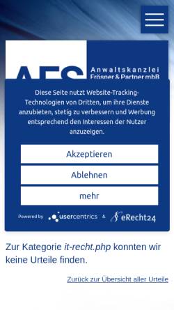 Vorschau der mobilen Webseite www.afs-rechtsanwaelte.de, Urteile zum Online- und Telekommunikationsrecht