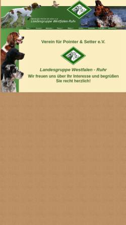 Vorschau der mobilen Webseite www.pointer-setter.de, Verein für Pointer u. Setter - Landesgruppe Westfalen Ruhr