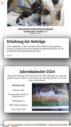 Vorschau der mobilen Webseite www.klm-schwaben.de, Verband für Kleine Münsterländer Vorstehhunde Landesgruppe Schwaben e.V.