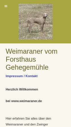 Vorschau der mobilen Webseite www.weimaraner.de, Vom Forsthaus Gehegemühle