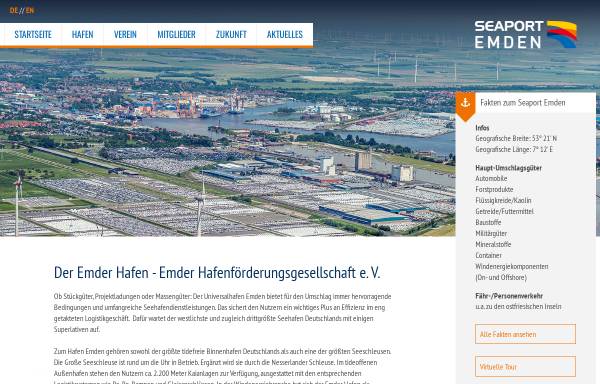 Vorschau von www.seaport-emden.de, Emder Hafenförderungsgesellschaft e. V.
