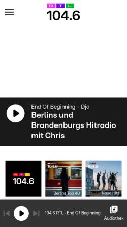 Vorschau der mobilen Webseite 104.6rtl.com, 104.6 RTL Radio Berlin