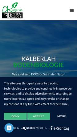 Vorschau der mobilen Webseite bodenbiologie.de, Kalberlah Bodenbiologie