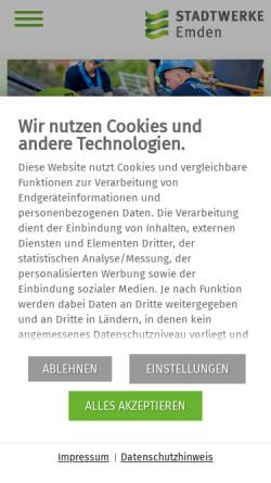 Vorschau der mobilen Webseite stadtwerke-emden.de, Stadtwerke Emden GmbH