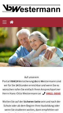 Vorschau der mobilen Webseite www.versicherungsbuero-westermann.de, Versicherungsbüro Westermann, Inh. Christine Westermann
