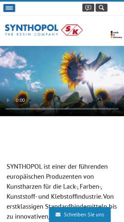 Vorschau der mobilen Webseite www.synthopol.com, Synthopol Chemie Dr. rer. pol. Koch GmbH & Co. KG