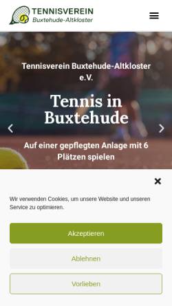 Vorschau der mobilen Webseite www.tennisbuxtehude.de, Tennisverein Buxtehude Altkloster e.V.