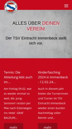 Vorschau der mobilen Webseite www.tsv-immenbeck.de, TSV Eintracht Immenbeck e.V. 1926