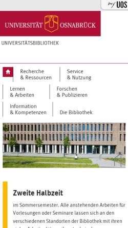 Vorschau der mobilen Webseite www.ub.uni-osnabrueck.de, Universitätsbibliothek Osnabrück