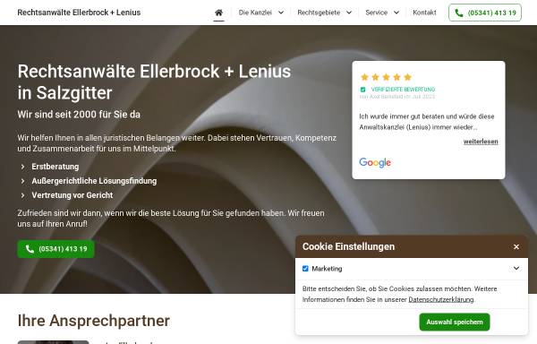 Vorschau von www.ellerbrock-lenius.de, Rechtsanwälte Ellerbrock + Lenius