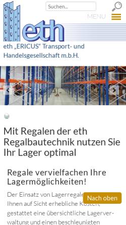 Vorschau der mobilen Webseite www.regalbautechnik.de, eth Regalbautechnik