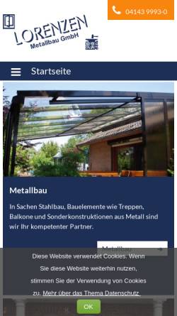 Vorschau der mobilen Webseite www.lorenzen-metallbau.de, Uwe Lorenzen Metallbau