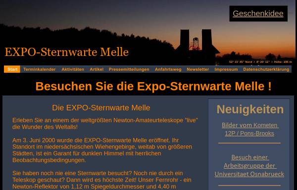 Vorschau von www.sternwarte-melle.de, Sternwarte Melle