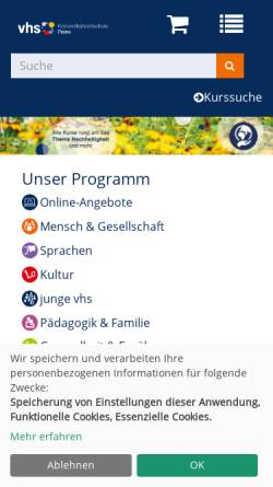 Vorschau der mobilen Webseite www.kvhs-peine.de, Kreisvolkshochschule Peine