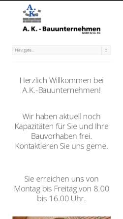 Vorschau der mobilen Webseite www.ak-bauunternehmen.de, A. K. - Bauunternehmen GmbH & Co. KG