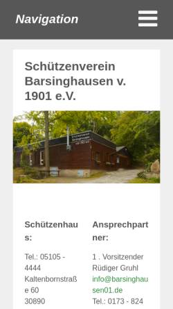 Vorschau der mobilen Webseite www.barsinghausen01.de, Schützenverein Barsinghausen von 1901 e.V.