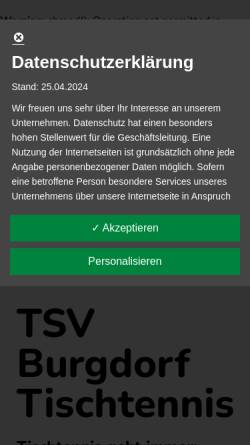 Vorschau der mobilen Webseite www.tsv-burgdorf-tischtennis.de, TSV - Tischtennis