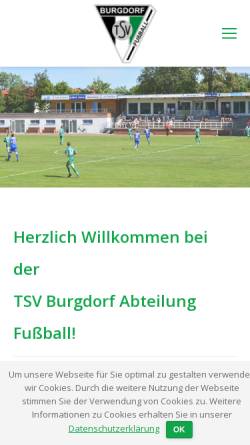 Vorschau der mobilen Webseite www.tsv-burgdorf-fussball.de, TSV Burgdorf