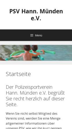 Vorschau der mobilen Webseite www.psv-muenden.de, Polizeisportverein Hann. Münden e.V.