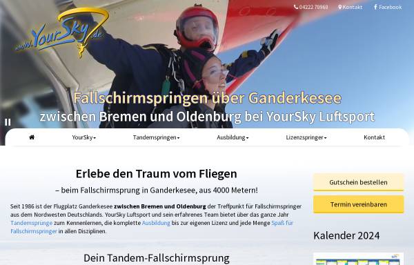 Vorschau von www.yoursky.de, Fallschirmsportschule Ganderkesee