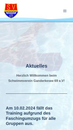 Vorschau der mobilen Webseite www.svg69.de, Schwimmverein Ganderkesee 69 e. V.