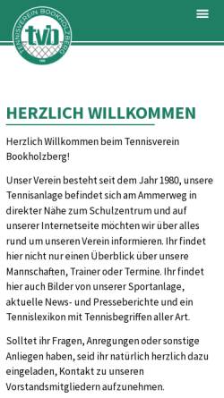 Vorschau der mobilen Webseite www.tennisverein-bookholzberg.de, Tennisverein Bookholzberg e.V.