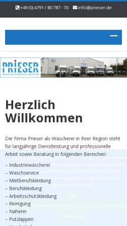 Vorschau der mobilen Webseite www.prieser.de, Prieser GmbH