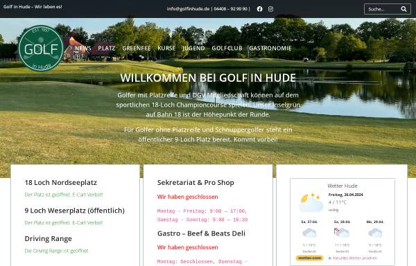 Vorschau von www.golfinhude.de, Golf in Hude e.V.