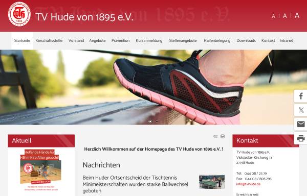 Vorschau von www.tvhude.de, Turnverein Hude