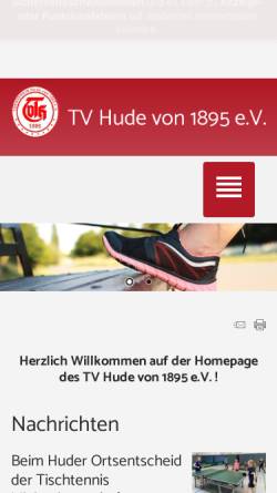 Vorschau der mobilen Webseite www.tvhude.de, Turnverein Hude