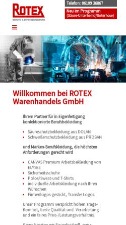 Vorschau der mobilen Webseite www.rotex-berufskleidung.de, Rotex GmbH