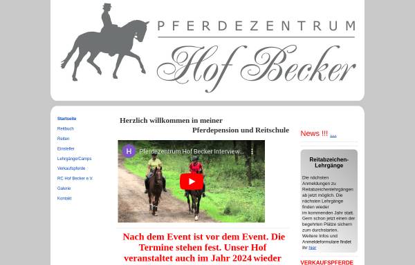 Vorschau von www.hof-becker.de, Pferdezentrum Hof Becker