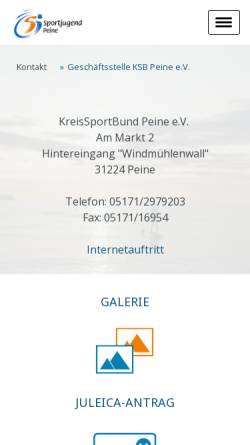 Vorschau der mobilen Webseite www.sportjugend-peine.de, Sportjugend Peine e.V.
