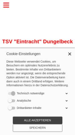 Vorschau der mobilen Webseite www.tsv-dungelbeck.de, TSV Eintracht Dungelbeck e.V.