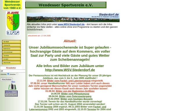 Vorschau von www.wsv.wendesse-online.de, Wendesser Sportverein von 1980 e.V.
