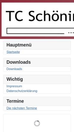 Vorschau der mobilen Webseite www.tc-schoeningen.de, TC Schöningen von 1898 e.V.