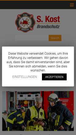 Vorschau der mobilen Webseite www.sk-brandschutz.de, S. Kost Brandschutz GmbH