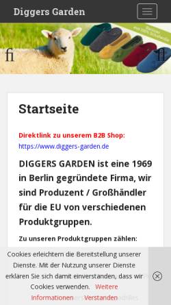 Vorschau der mobilen Webseite www.diggers.de, Diggers Garden Warenhandels GmbH