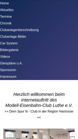 Vorschau der mobilen Webseite www.mec-luthe.de, Modelleisenbahnclub Luthe e.V.