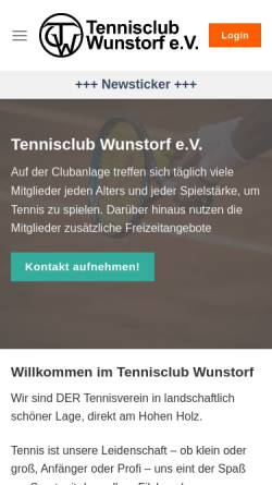 Vorschau der mobilen Webseite www.tc-wunstorf.de, Tennis-Club Wunstorf e.V.