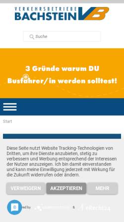 Vorschau der mobilen Webseite www.vb-bachstein.de, Verkehrsbetriebe Bachstein GmbH
