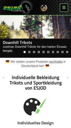Vorschau der mobilen Webseite www.esjod.de, Esjod Custom Sports