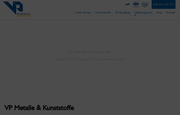 Vorschau von www.vpmetalle.de, VP Metalle & Kunststoffe GmbH
