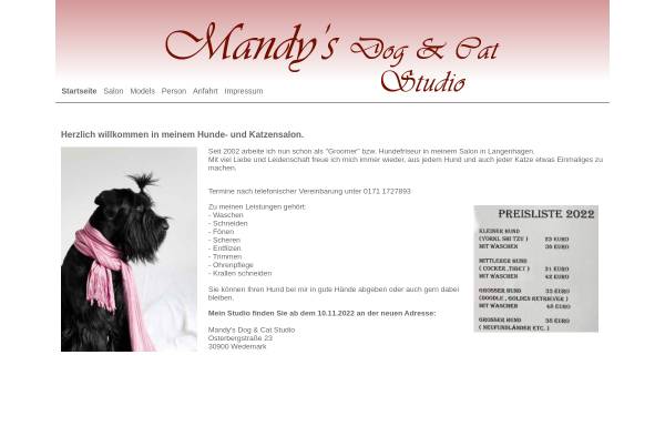 Vorschau von www.mandys-hundesalon.de, Mandy's Dog & Cat Studio, Inh. Mandy Schmidt