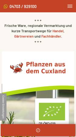 Vorschau der mobilen Webseite www.krebs-bexhoevede.de, Krebs Jungpflanzen