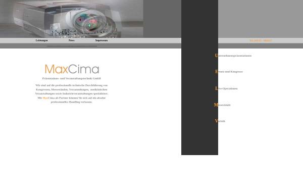 Vorschau von www.maxcima.de, MaxCima Präsentations- und Veranstaltungstechnik GmbH