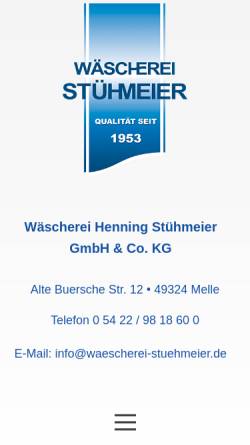 Vorschau der mobilen Webseite www.waescherei-stuehmeier.de, Wäscherei Eckhard Stühmeier