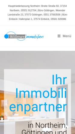 Vorschau der mobilen Webseite willmer-immobilien.de, Willmer Immobilien