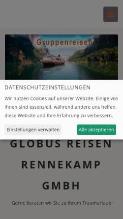 Vorschau der mobilen Webseite www.globusrennekamp.de, Globus Reisen Rennekamp GmbH