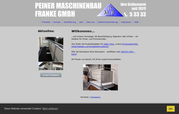 Vorschau von peiner-maschinenbau-franke.de, Peiner Maschinenbau Franke GmbH